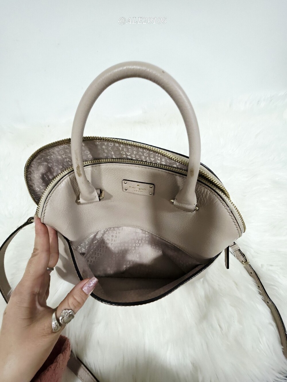 Kate Spade Nude Beige Blush Leather Satchel Crossbody Bag - Picture 13 of 17